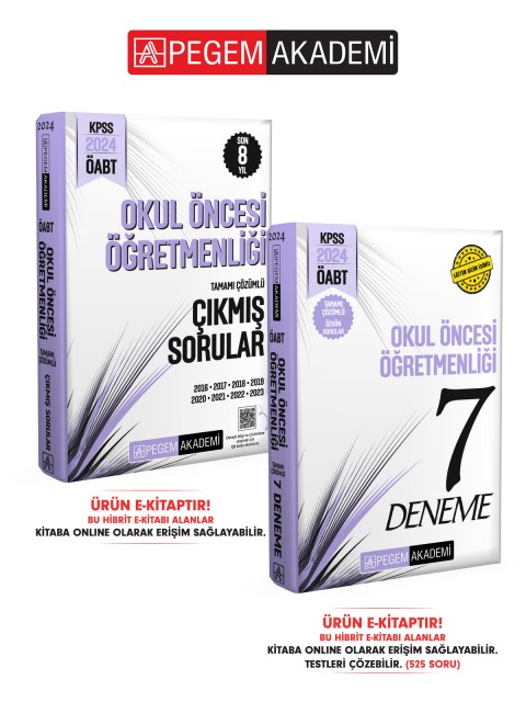 E-KİTAP 2024 KPSS ÖABT Okul Öncesi Öğretmenliği Tamamı Çözümlü Deneme + Son 8 Yıl Çıkmış Sorular Seti (2 Kitap)