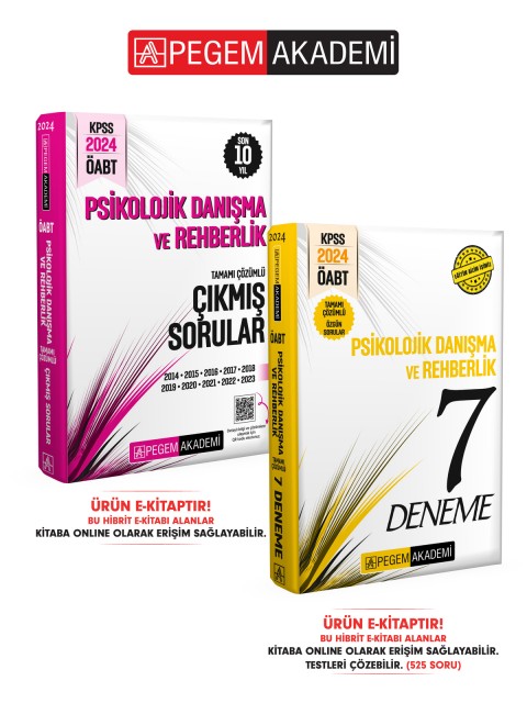 E-KİTAP 2024 KPSS ÖABT Psikolojik Danışma ve Rehberlik Öğretmenliği Tamamı Çözümlü Deneme + Son 11 Yıl Çıkmış Sorular Seti (2 Kitap)