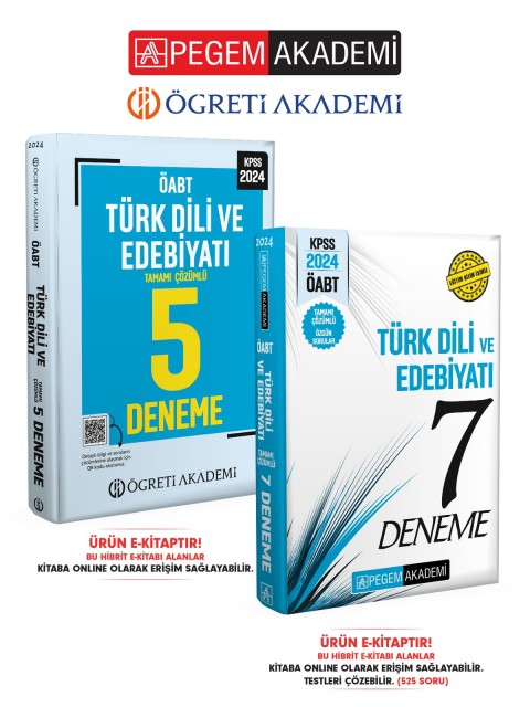 E-KİTAP 2024 KPSS ÖABT Türk Dili ve Edebiyatı Öğretmenliği Deneme Seti (Öğreti 5 Deneme-E-KİTAP 7 Deneme)