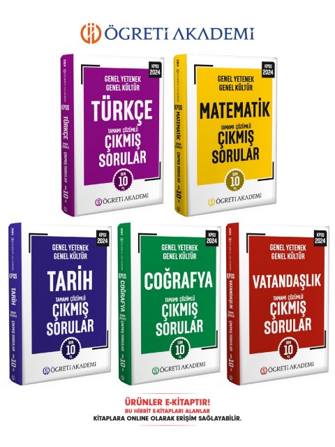 E-KİTAP Öğreti 2024 KPSS GYGK Tamamı Çözümlü Çıkmış Sorular Seti (5 Kitap)