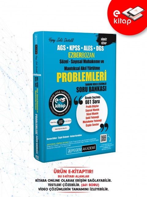 KPSS ALES DGS Ezberbozan Sözel-Sayısal Muhakeme ve Mantıksal Akıl Yürütme Problemleri Soru Bankası Hibrit E-Kitap